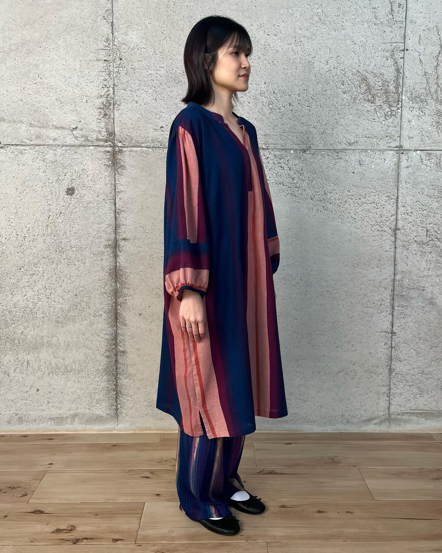 Multi Shirring Shirt Dress