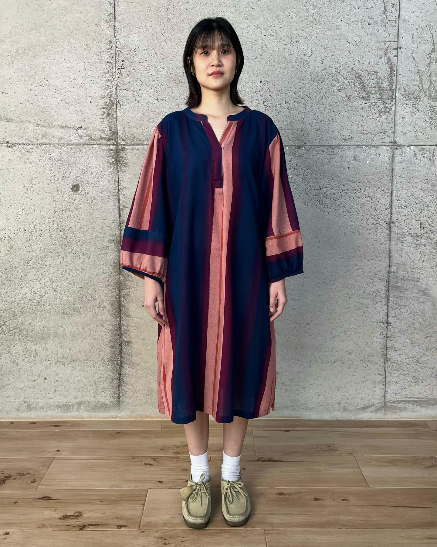 Multi Shirring Shirt Dress