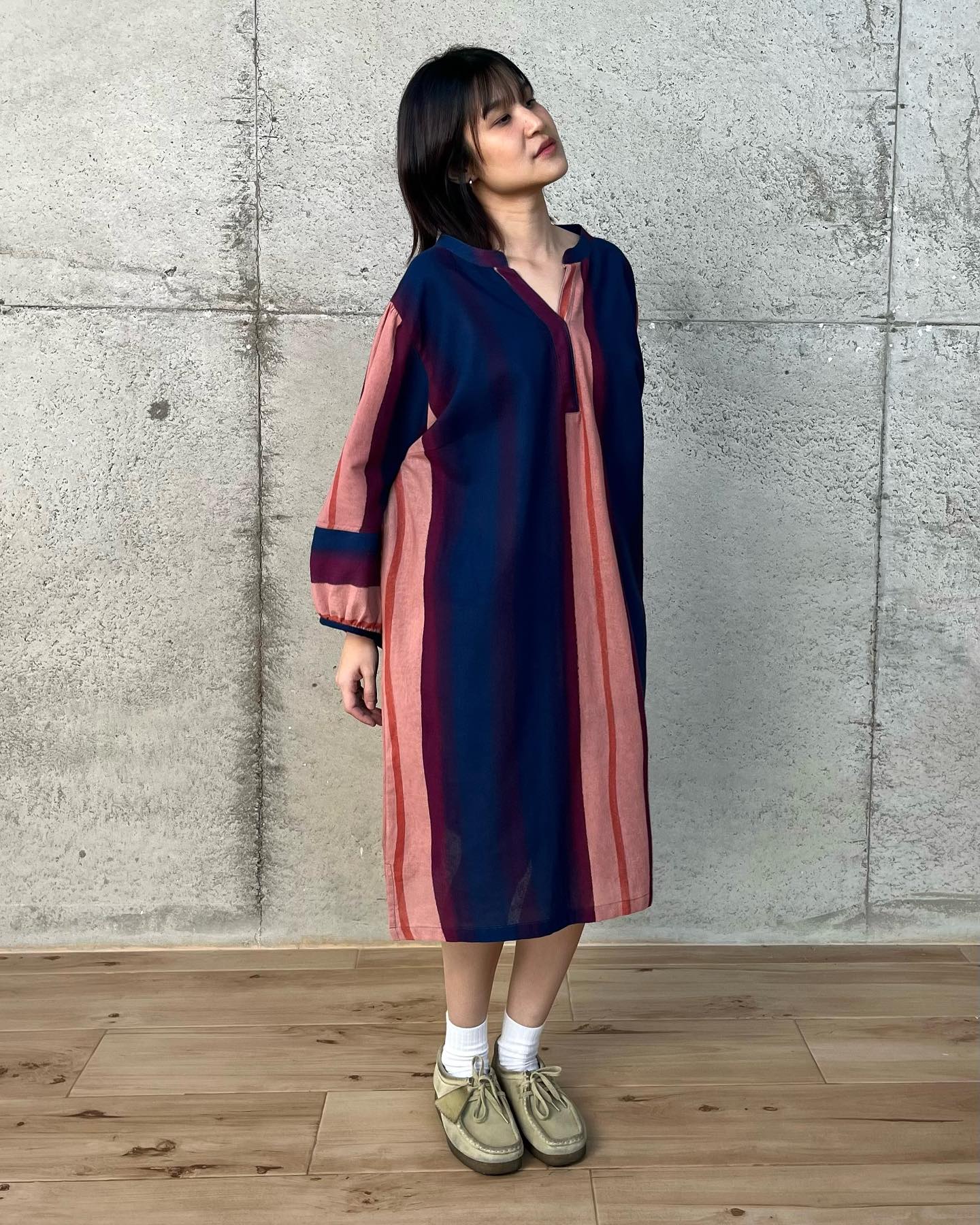 Multi Shirring Shirt Dress
