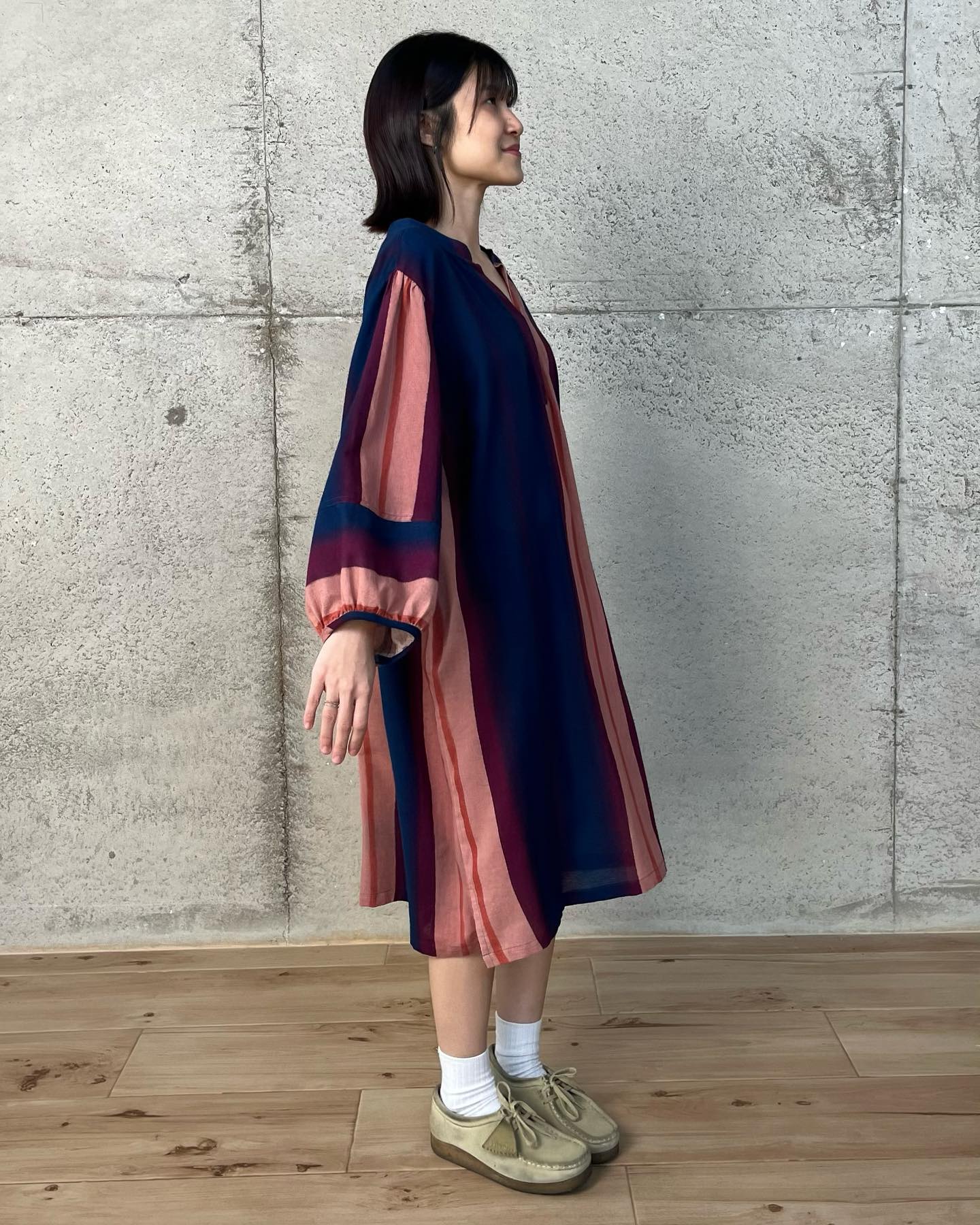 Multi Shirring Shirt Dress