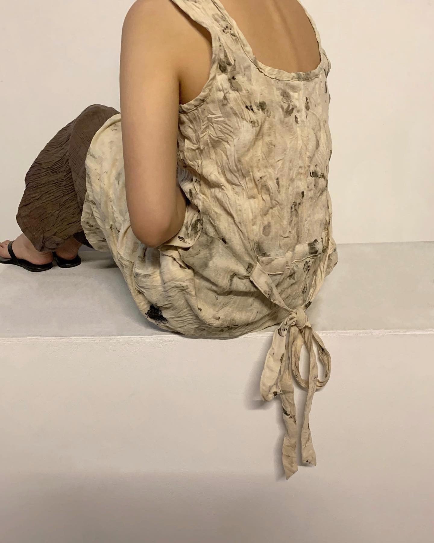 Eco-Printing Tie Long Dress