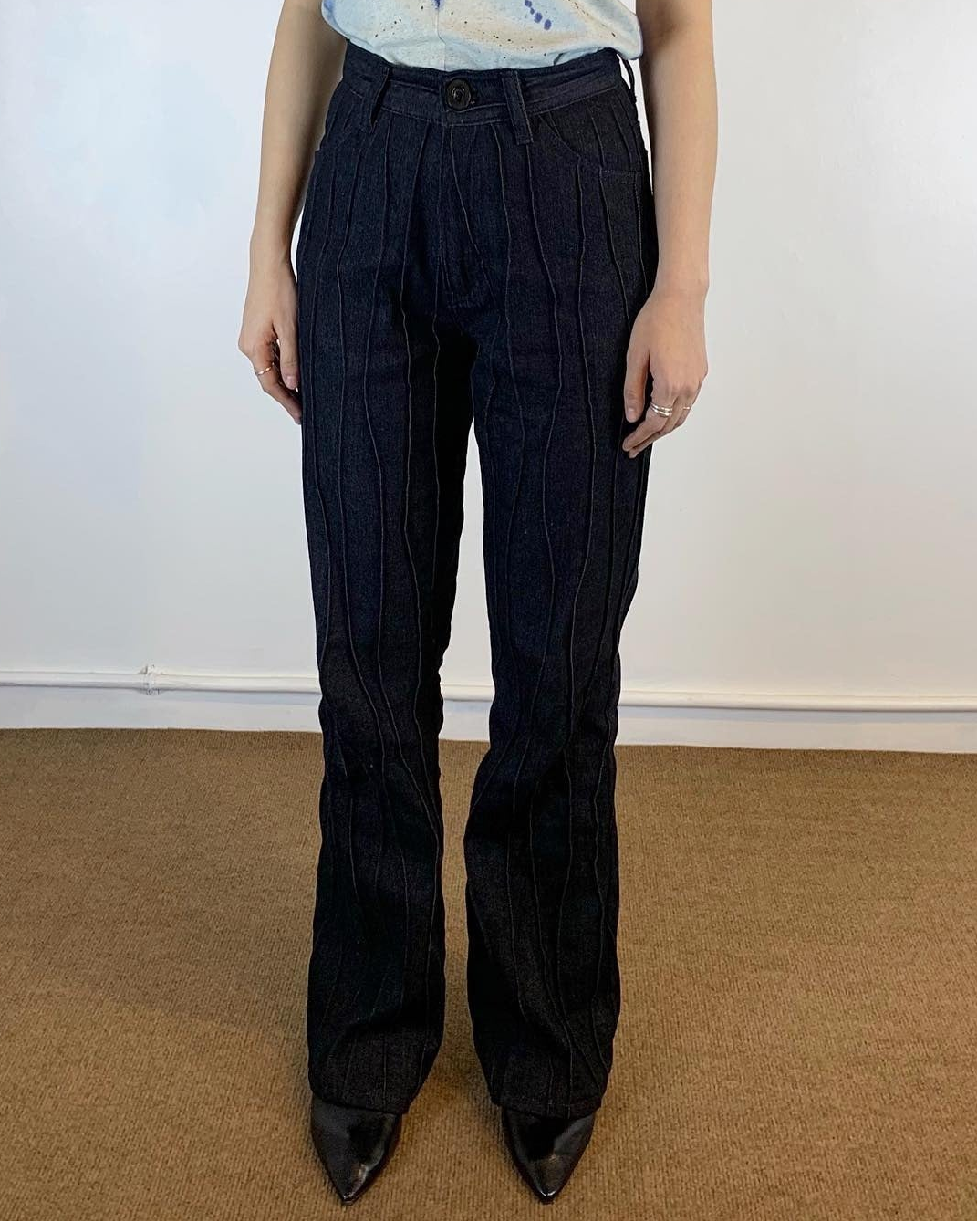 Wave Tucks Bootcut Jeans