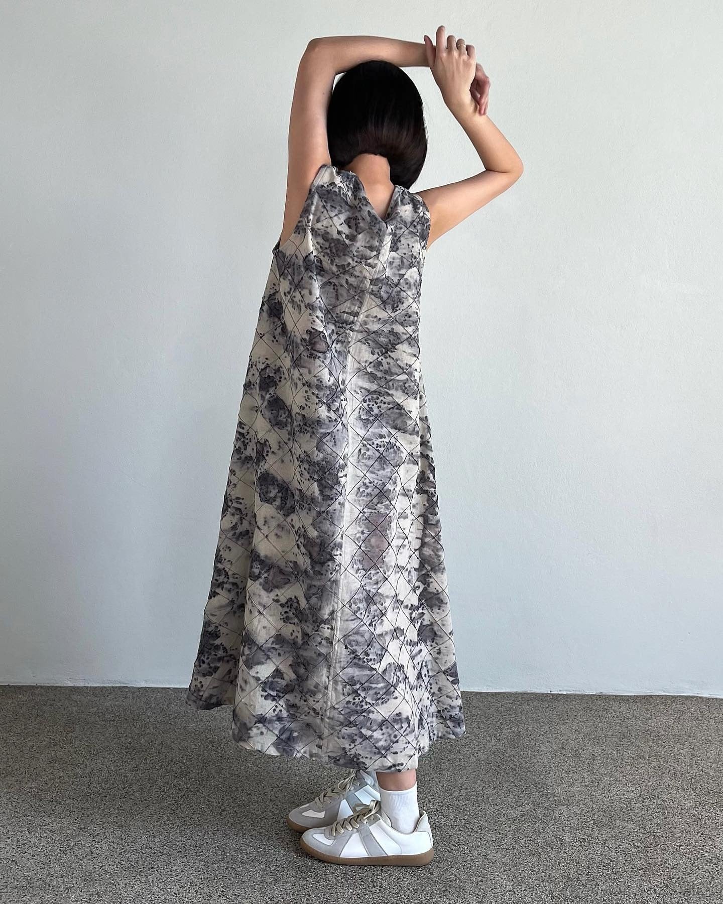 Eco Printing Checker Vest Dress