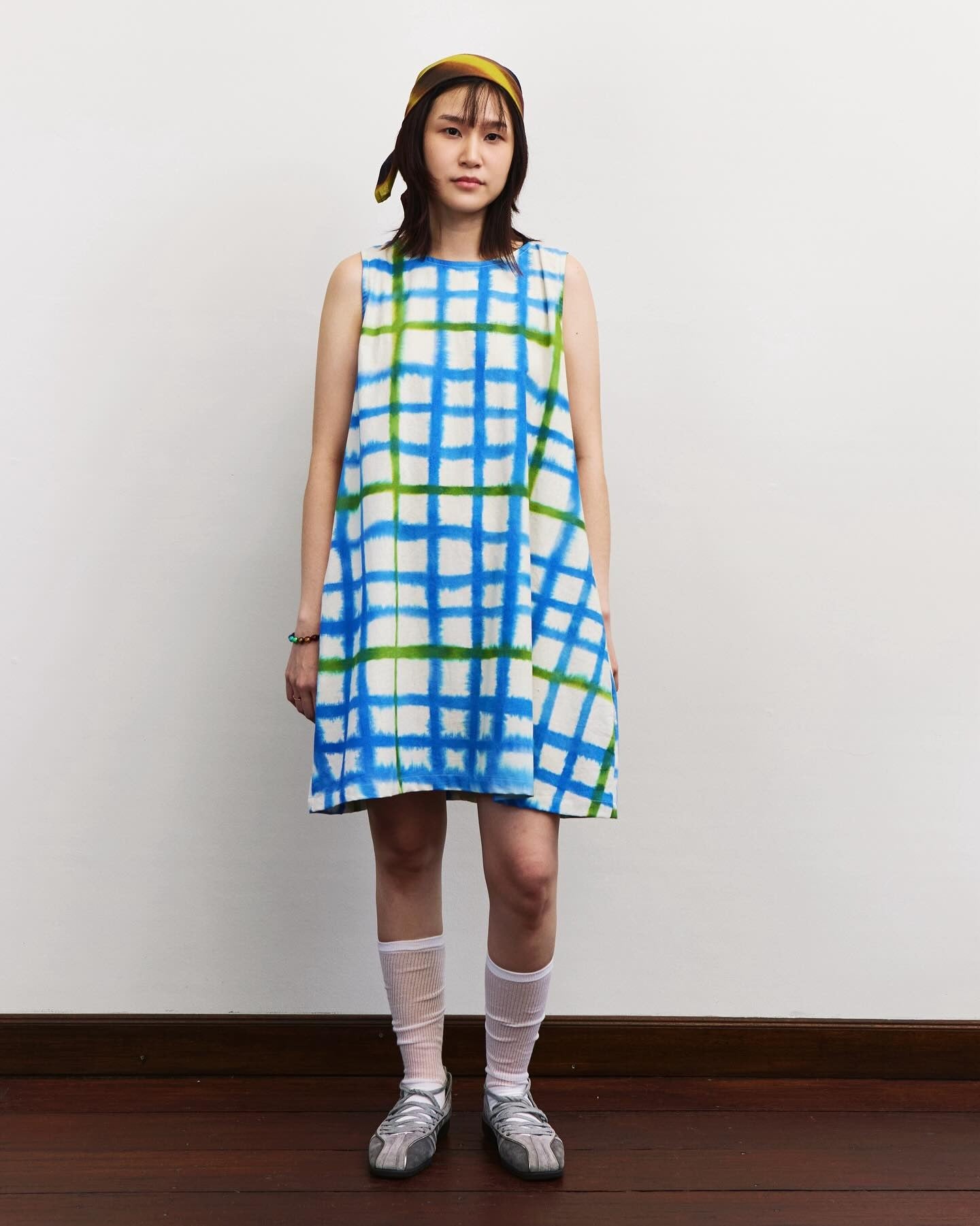 Watercolor Check Vest Mini Dress