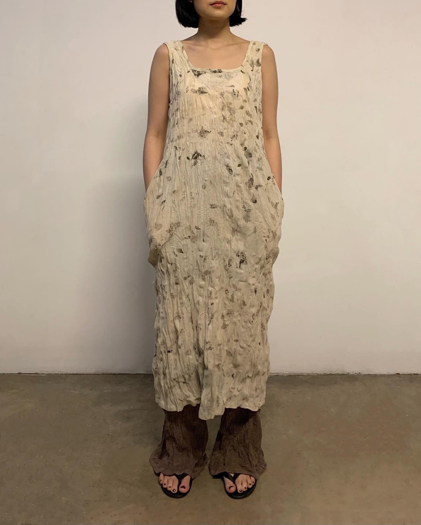 Eco-Printing Tie Long Dress