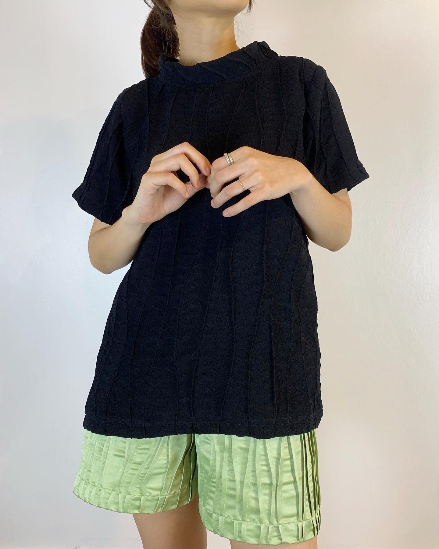 Wave Tucks Wrinkle Jersey Top