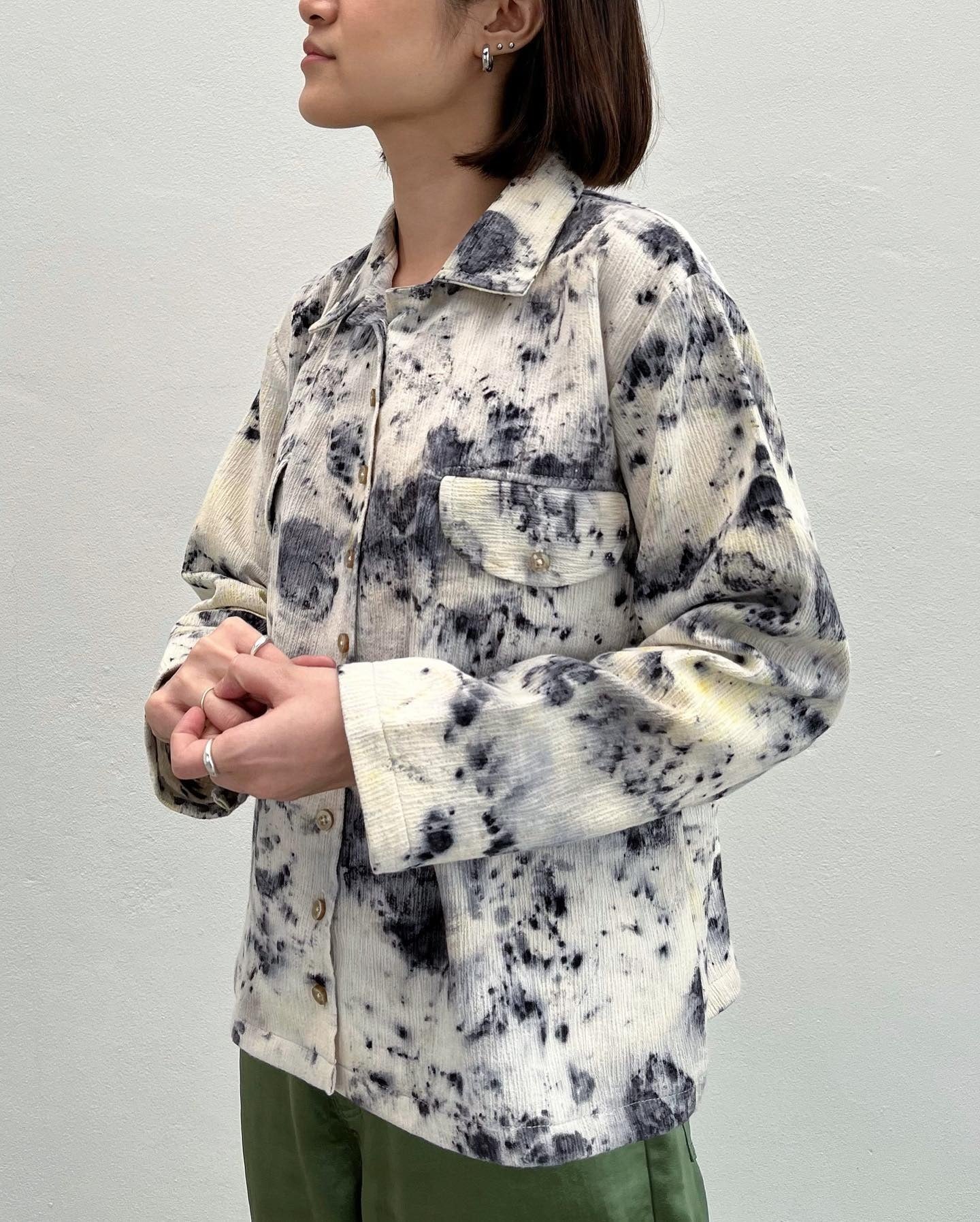 Wave Eco-Printing Shirt (Red Rose)