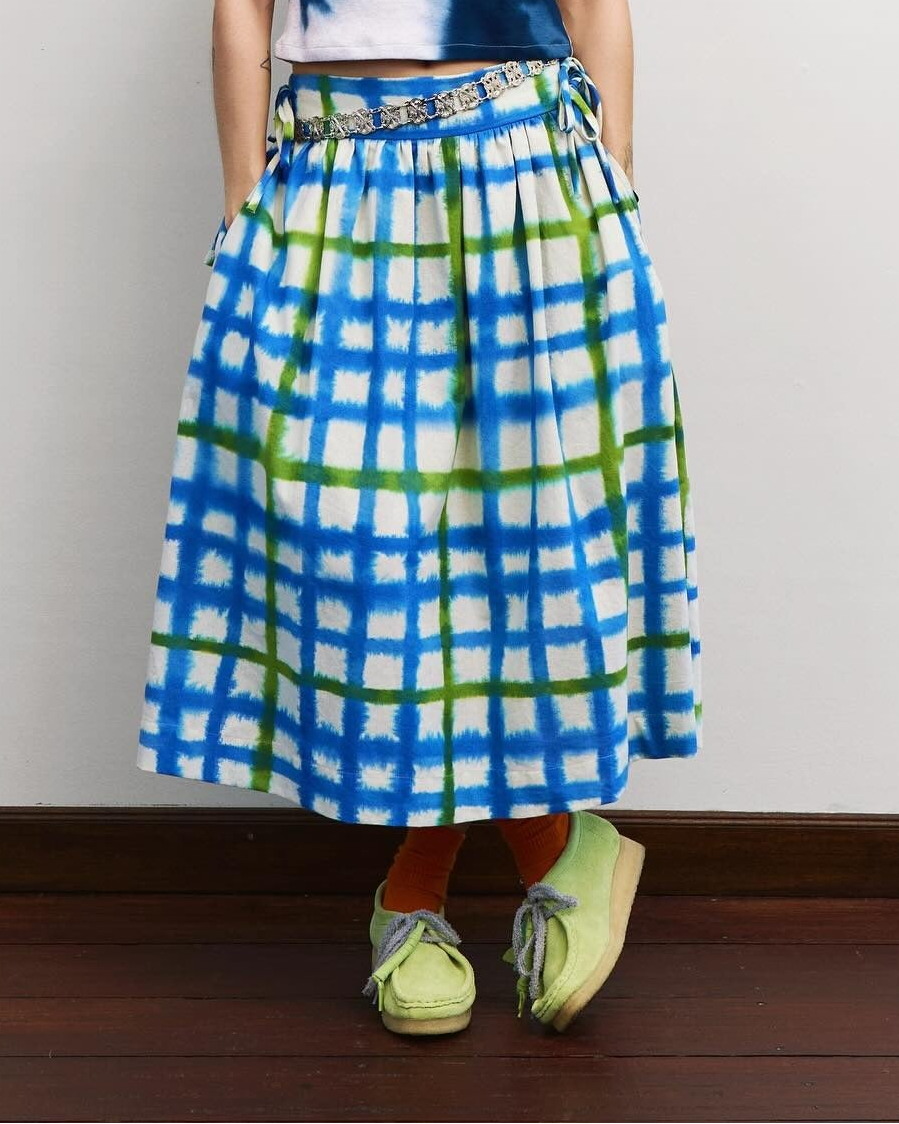 Side Bow Plaid Skirt