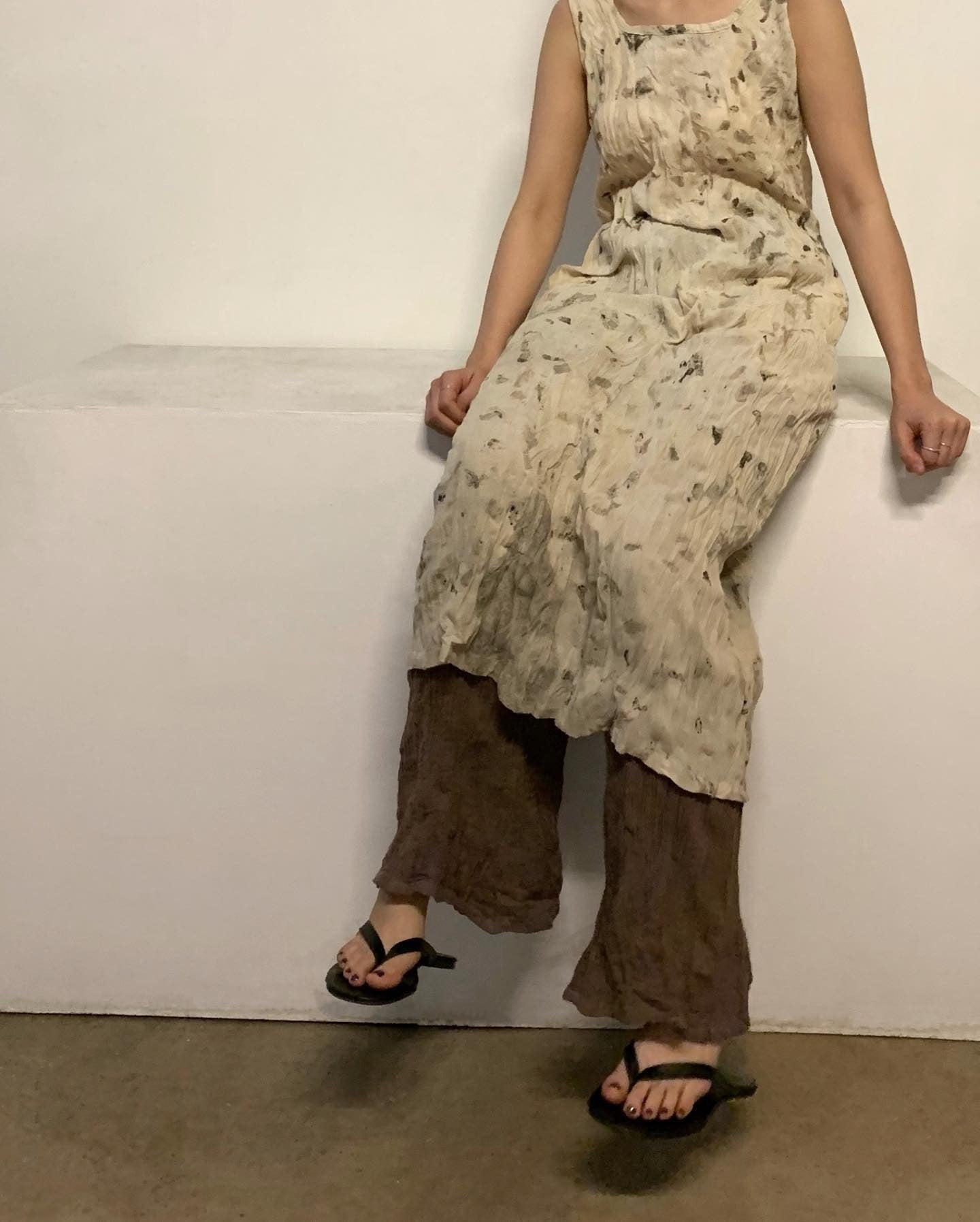 Eco-Printing Tie Long Dress