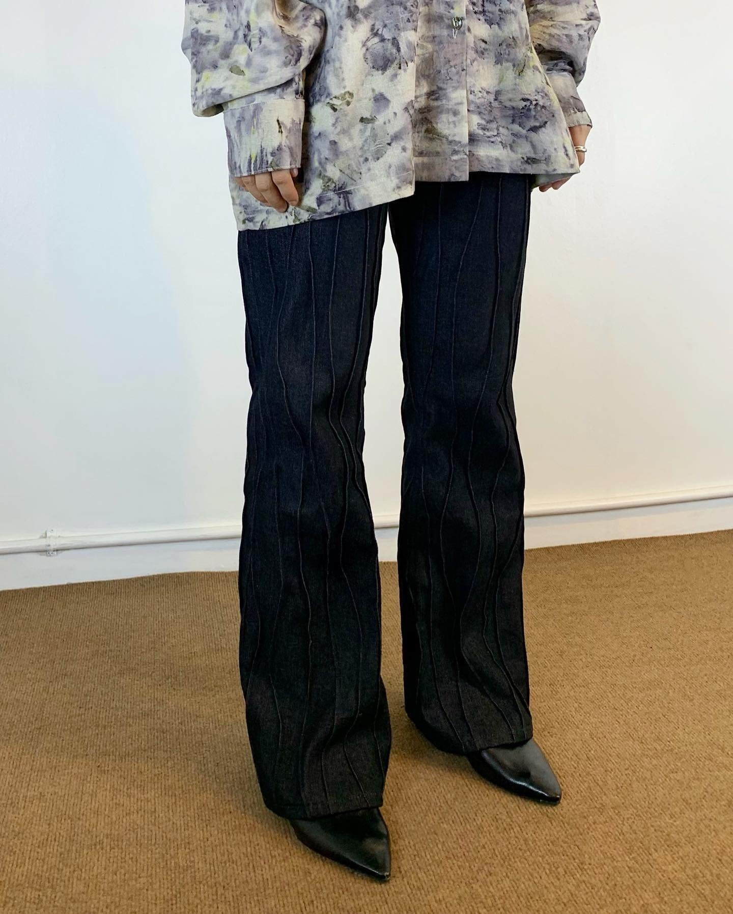 Wave Tucks Bootcut Jeans