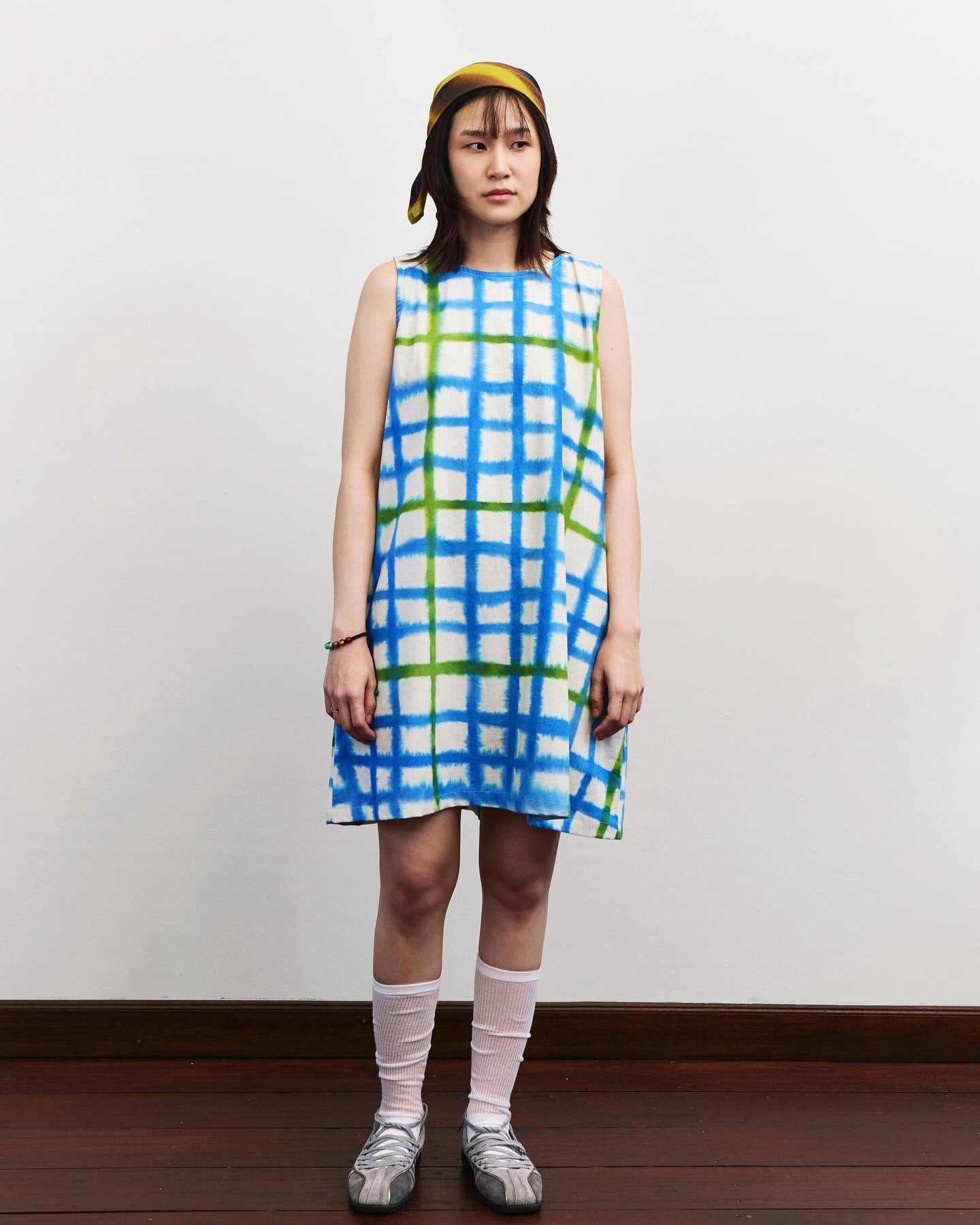Watercolor Check Vest Mini Dress