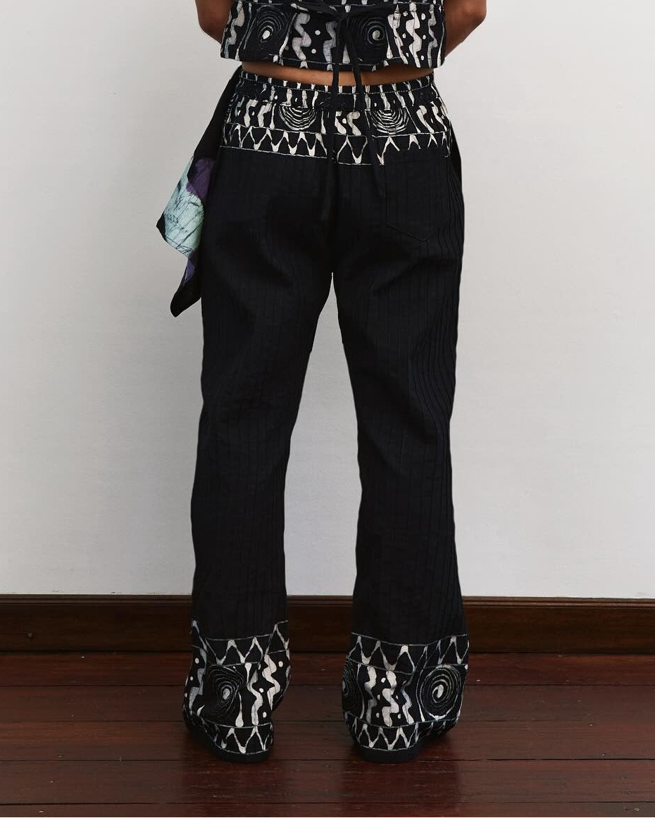 Spiral Black Bootcut Pants