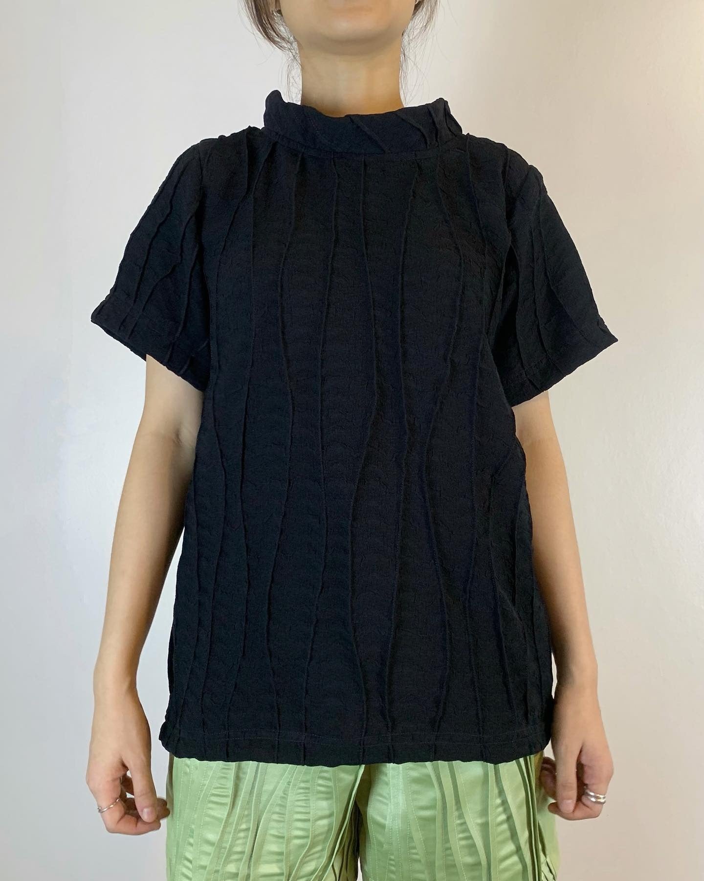 Wave Tucks Wrinkle Jersey Top