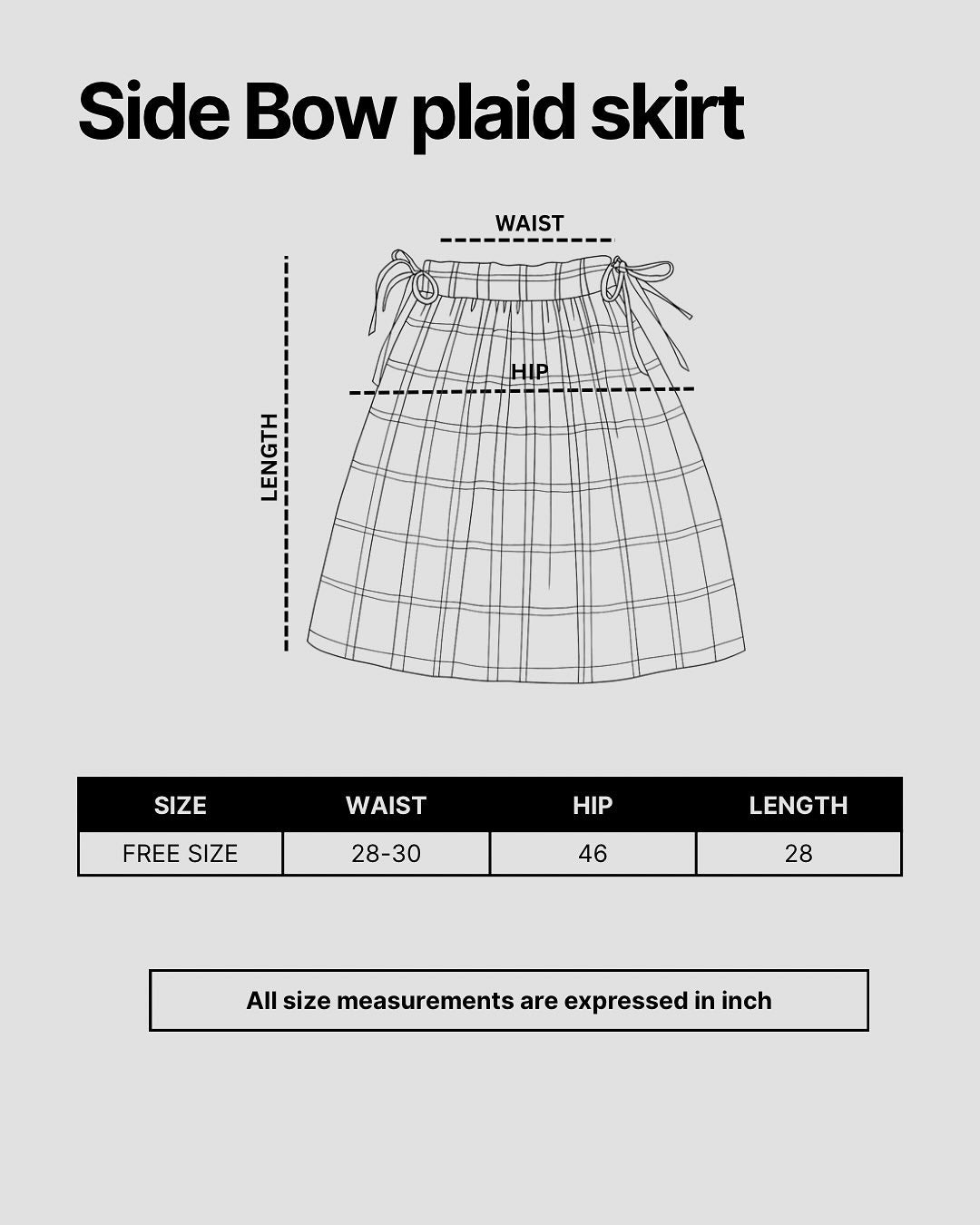 Side Bow Plaid Skirt