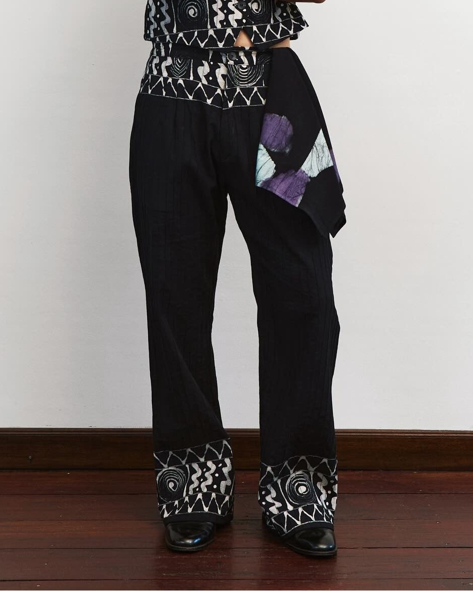 Spiral Black Bootcut Pants
