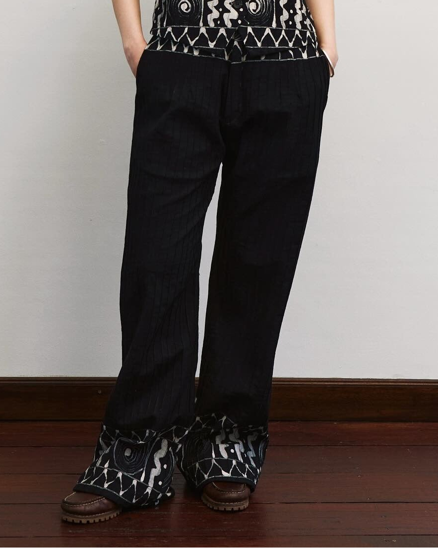 Spiral Black Bootcut Pants