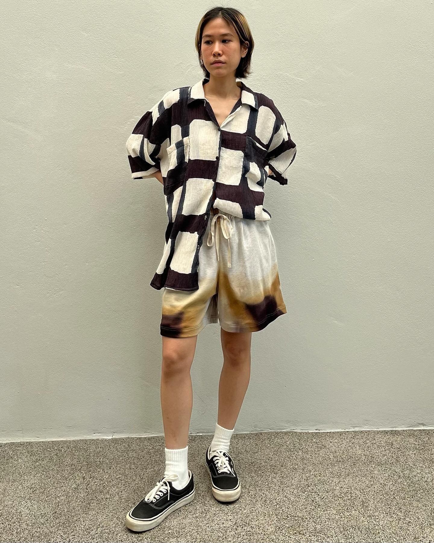 Splice Wrinkled Collar Shirt