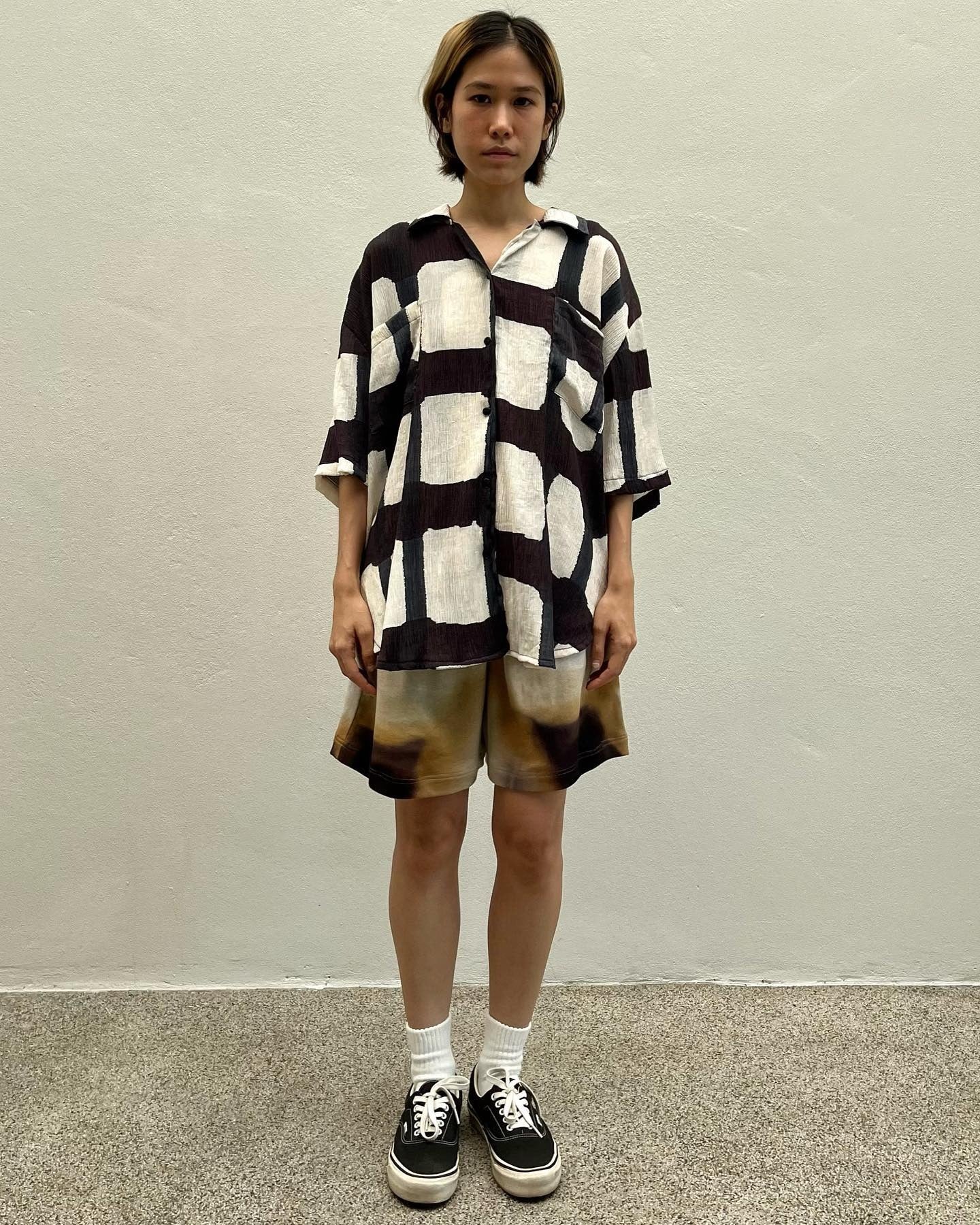 Splice Wrinkled Collar Shirt