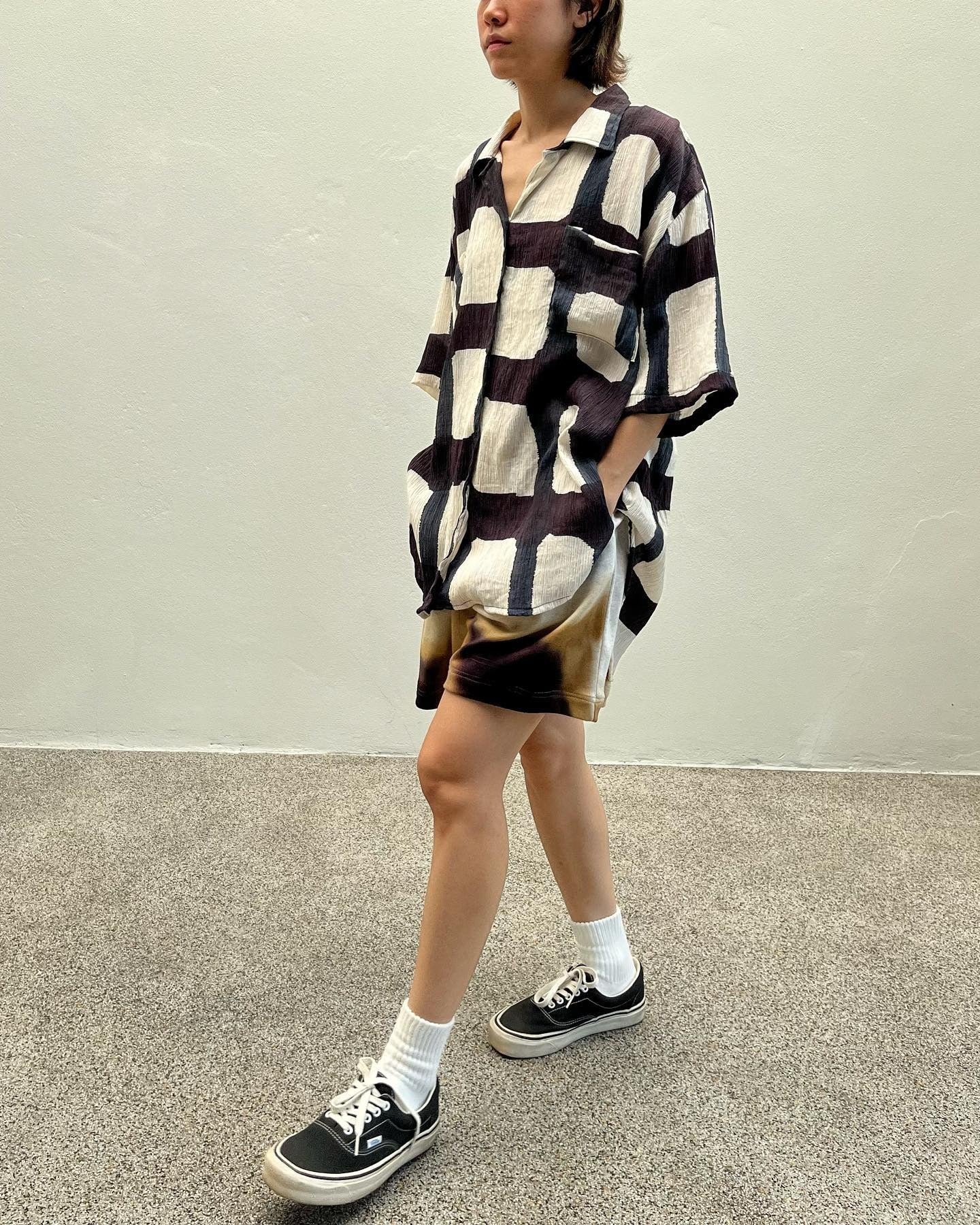 Splice Wrinkled Collar Shirt