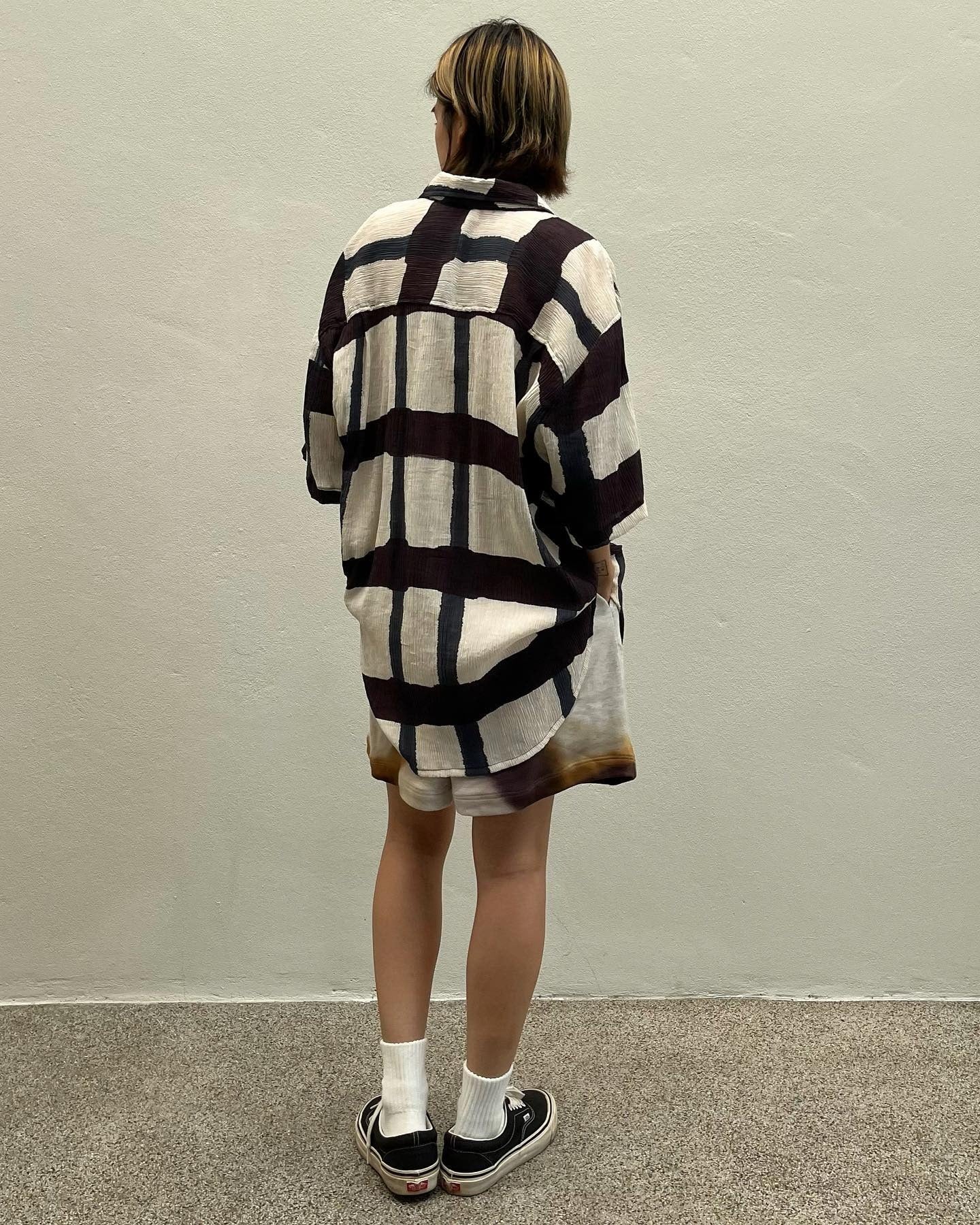 Splice Wrinkled Collar Shirt